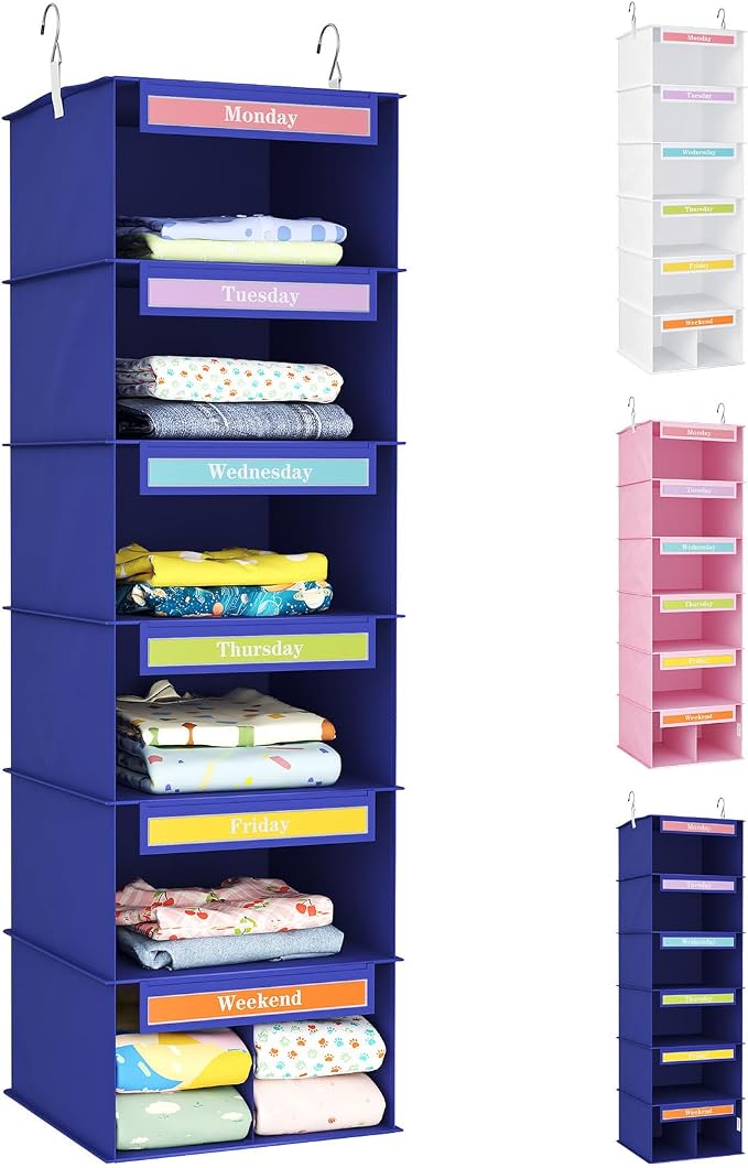 Lifewit 6 Shelf Weekly Hanging Clothes Storage Organizer for Kids, Blue by Lifewit