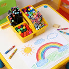 Set of 6 Classroom Caddy, Small Plastic Storage Caddy with Handle, Rainbow - Image 7