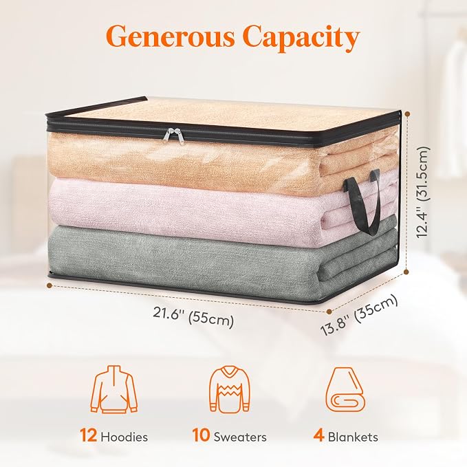 Lifewit 8 Pack Clear Clothes Storage Bags, 60L Blanket Storage with Zipper - Image 4