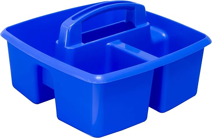 Storex Classroom Craft Caddy, 3 Compartment Plastic Organizer with Carry Handle, Assorted Colors, 9.25 x 5.25 x 9.25 Inch, Case of Six 5-Packs (00941U06C) - Image 2