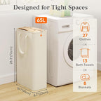 Lifewit Slim Collapsible Laundry Basket with Handles, 65L, Ivory - Image 2