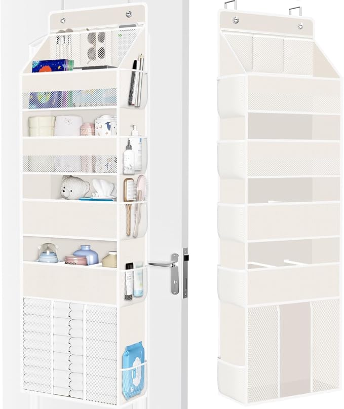 WISELIFE 5-Tier Over the Door Organizer for Nursery Hanging, Beige by WiseLife