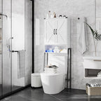 Vabches Over The Toilet Storage Cabinet with 2-Door Design Bathroom Organizers and Storage with Anti-Tip Device Over Toilet Organizer with Shelves for Bathroom,Restroom,Laundry White - Image 3