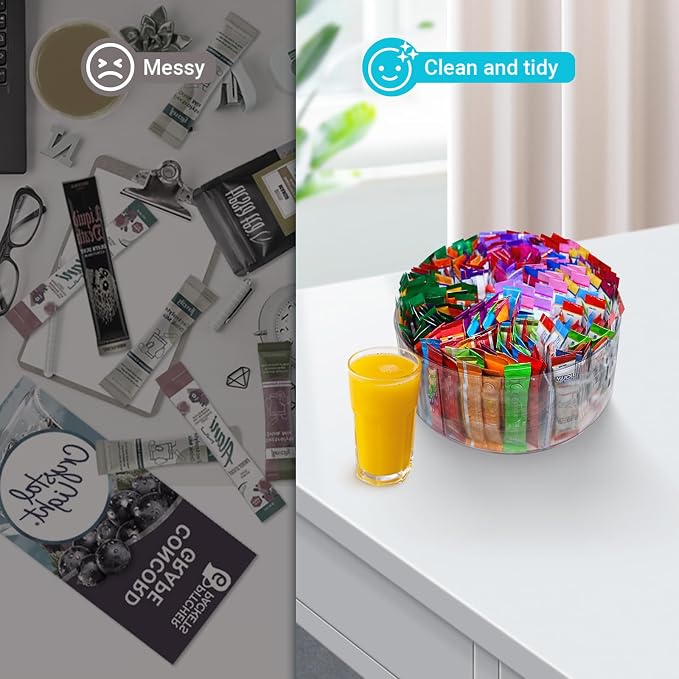 Drink Packet Organizer for Powdered Drink Mix,Powder Packet,Water Packet,Water Flavor Packet,hydration packets, Lazy Susan 360° Turntable Organizer for Drink Mix Necessities - Image 4