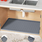 Under Sink Mat for Kitchen, Silicone Waterproof Liner, Flexible Organizer Tray with Drain Hole, 3.3 Gallons Capacity, Easy to Clean (Gray, 28x19) by MIFADFAOtailoredtoyourhome