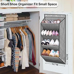 SLEEPING LAMB Over the Door Shoe Organizer for Closet, Short Hanging Shoe Rack with Large Deep Pockets, Narrow Door Sneaker Storage for Boots in RV, Dorm, Grey - Image 2