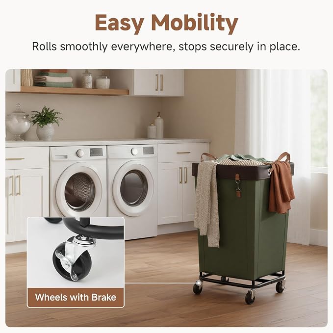 StorageWorks 160L Laundry Basket with Wheels, Rolling Hampers for Clothing - Image 4