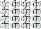 BALEINE 16-Pack Oversized Moving Bags with Reinforced Handles, Heavy-Duty Storage Tote for Clothes, Moving Supplies (Clear, 16-Pack) by BALEINE