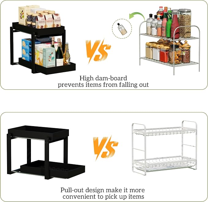 APRTAT 2 Pack Bamboo Under Sink Organizer, 2-Tier Pull Out Storage Drawers - Image 7