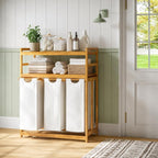 Bamboo 150L Laundry Hamper with 2 Tiers Shelf, Laundry Room Organization - Image 8
