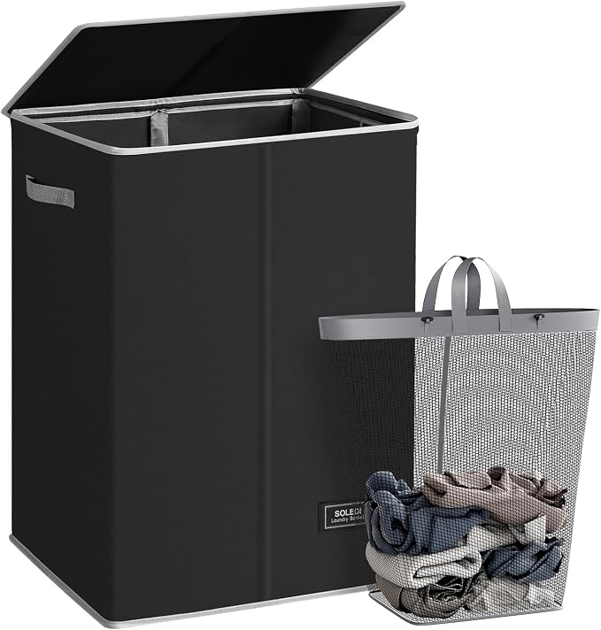 SOLEDI 130L Laundry Hamper with Lid, Large Collapsible Laundry Basket by SOLEDI