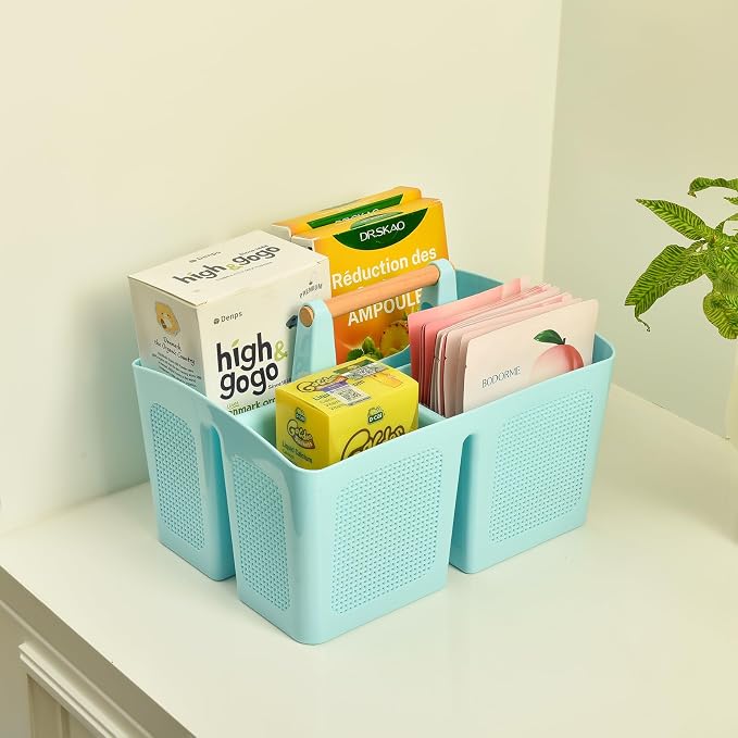 ALINK Portable Shower Caddy Basket with Compartments, Plastic Divided Cleaning Caddy Organizer Storage Tote with Handle for Bathroom, College, Dorm Room Essentials, White - Image 8