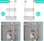 HapiRm Hanging Shower Caddy Organizer - No Drilling Shower Organizer with Hooks, Rustproof & Waterproof 304 Stainless Steel Bathroom Shelves - Silver - Image 3