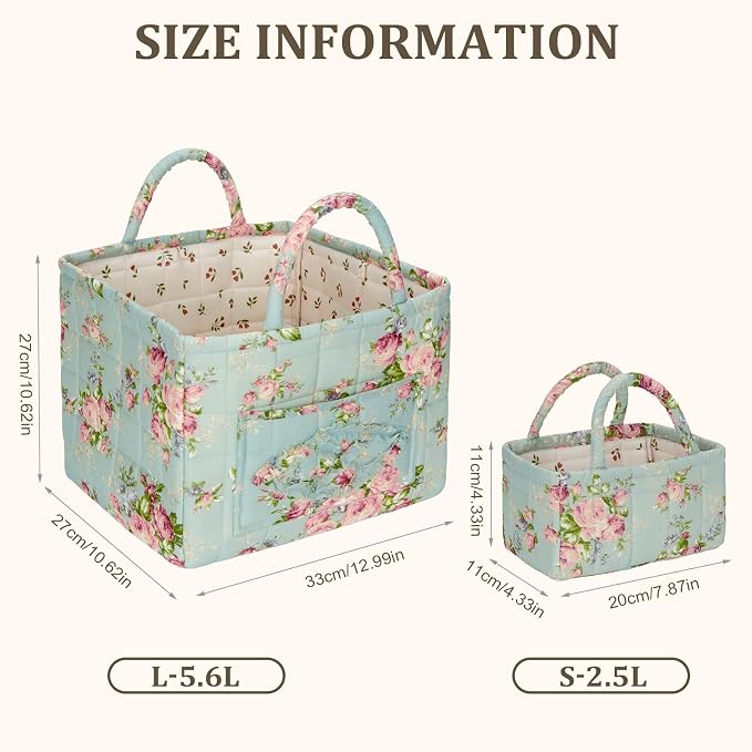 Fabric Storage Basket 2 Pack,Large and Mini Boho Laundry Nursery Hamper Portable Folding Organizer for Car Bedroom - Image 6
