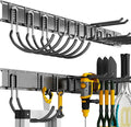 Garage Tool Organizer Wall Mount, 64 Inch Heavy Duty Garden Tool Organizer Storage System, Easy Install with 10 Adjustable Hooks, for Garage, Basement, Shed, Workshop, Black, Steel by CRXCRC