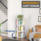 SpaceAid 3 Tier Rotating Bookshelf Tower, Spinning Bookcase Lazy Susan, Revolving 360 Book Shelf Storage Round Carousel, Vertical Rotate Turning Spiral Corner Organizer, White - Image 4