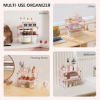 STARLATTA 2 Pcs Cabinet Organizer Shelf，Stackable Kitchen Counter Shelves, Spice Rack,Countertop Organizers，Pink Plastic Storage Shelves Rack for Makeup，Bathroom, Cupboard，Desk，Pantry Organization - Image 6