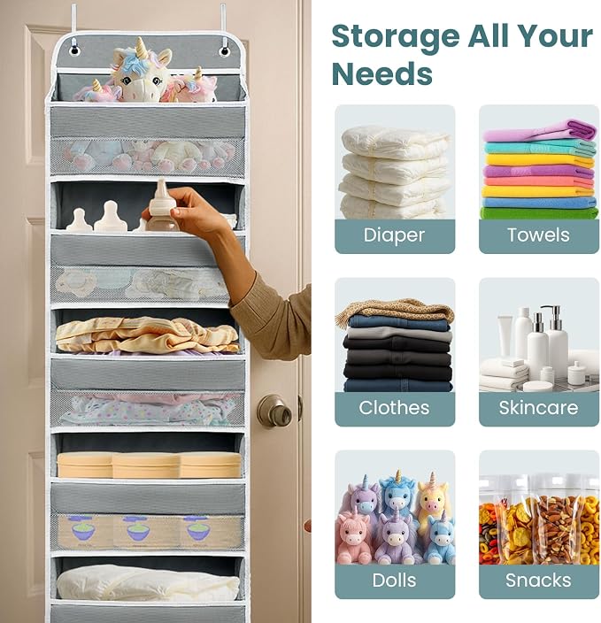 Ease of Assembly Over The Door Organizer,5 Shelves&8 Side Pockets - Image 2