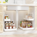 Bamboo Under Sink Storage 2 Tier Pull Out Cabinet Organizer by Unknown