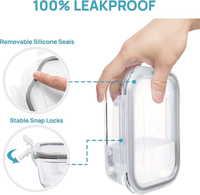 Vtopmart 8 Pack Glass Food Storage Containers with Airtight Lids - Image 4