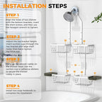 Adjustable Aluminum Shower Caddy Hanging for Handheld Showerhead, White - Image 8