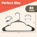Gray Plastic Hangers 80 Pack– Heavy-Duty Plastic Hangers Slim and Space-Saving, Durable and Lightweight PP with Non-Slip Shoulder Notches for Slip Dresses, Suits, Jackets & Camisoles - Image 2