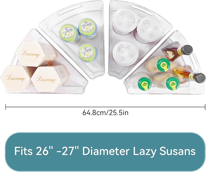 Oubonun Lazy Susan Cabinet Organizer Bins for Kitchen 4 Pack, 1/8 Wedge - Image 2