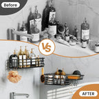 LEVERLOC Shower Caddy Suction Cup, 2 Pack Suction Shower Shelf With Hooks - Image 9