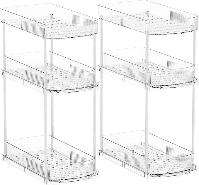 Yieach 2 Pack 13.8″ Deep 3 Tier Under Sink Storage Organizer,Large Pull Out Bathroom Organizers and Storage,Slide Out Acrylic Undersink Storage Shelf,Kitchen Under Sink Organizer for Cleaning Products - Image 8