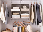 StorageWorks Hanging Closet Organizer with Rod, 4 Sections, 2 Tiers, Brown | Maximize Closet Space with 4 Open Sections and Built-in Rod for Hanging Clothes Below - Image 2