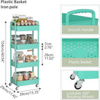 Sywhitta 4-Tier Plastic Rolling Utility Cart with Wheels for Storage,Green - Image 2