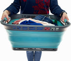 SAMMART 42L (11 Galloons) Collapsible Plastic Laundry Basket - Foldable Pop Up Storage Container/Organizer - Portable Washing Tub - Space Saving Hamper/Basket[BPA Free] (Grey/Crystal Blue (Set of 2)) - Image 6