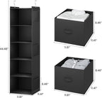 YOUDENOVA Hanging Closet Organizer, Hanging Shelves with Drawers, Black | Closet Organizers and Storage with 6 side pockets, Foldable Storage for Clothes, Socks, Underwear & More, Breathable Fabric - Image 3