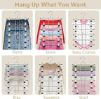 Pants Hangers with Clips,Space Saving Hanging Closet Organizer-6 Tiers Skirt Hangers with 360° Swivel Hook,Closet Organizer-Clothes Hangers - Image 4