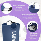 Set of 2 Collapsible Laundry Basket 125L, Tall Laundry Hamper with Comfort Handle, Freestanding Storage Bin for Family, Apartments, Dorm,Black + Navy Blue - Image 6
