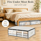 StorageRight Under Bed Storage Bags, 2 Pack, 40L, White | Breathable Non-Woven Fabric with a Clear Window and Zippered Top for Clothes, Comforters, Blankets and Seasonal Storage - Image 2