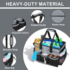 ALSLEA Large Cleaning Caddy Bag 15" x 10½" x 9" Heavy-Duty Organizer Tote for Home, Housekeepers, Janitors Cleaning Caddy for Cleaning Supplies with Shoulder Strap & Multiple Pockets (Gray) - Image 4
