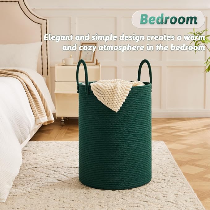 Artfeel Laundry Basket,Woven Cotton Rope Laundry Hamper,60L for Decorative Storage of Dirty Clothes,Toys and Blankets in Bathroom,Baby Room and Living Room - Image 3