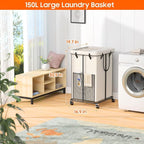 Laundry Hamper with Wheels, 150L Rolling Laundry Basket with Bag & Handles - Image 2