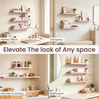 BAYKA Pink Floating Shelves 22.5in, Set of 2, Wall Mounted for Wall Decor - Image 7