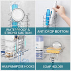TAILI Shower Caddy Suction Cup, 3 Pack Shelves for Inside with Hooks - Image 5