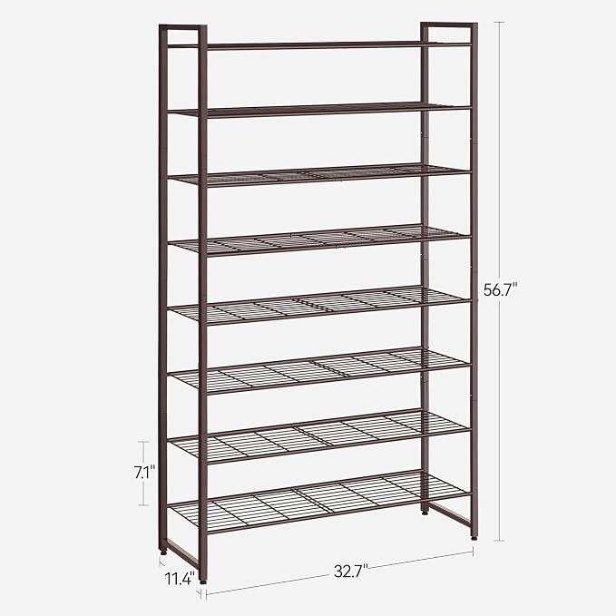 Nunsino Shoe Rack for Closet, Metal Shoe Organizer, 8 Tier Garage Shoe Rack Max Holds 40 Pairs,Shoe Storage Shelf,Entryway, Bronze - Image 3