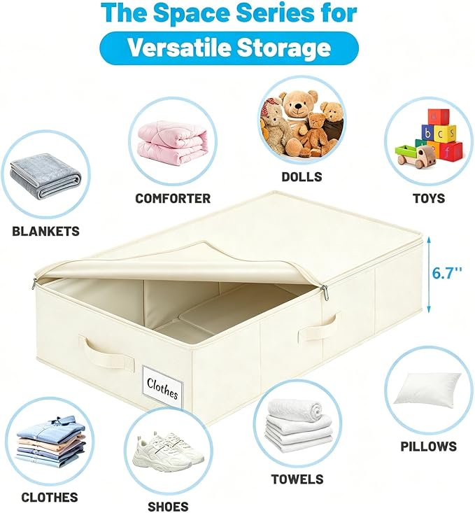 Under Bed Storage Container Bins 2 Pack, Low Profile Foldable Underbed Clothes Storage Organizer W/ Ultra Thick Fabric and Sturdy Bottom/Sides, Dual Zipper Storage Box for Dorm and Home 30x16x6.7" - Image 3