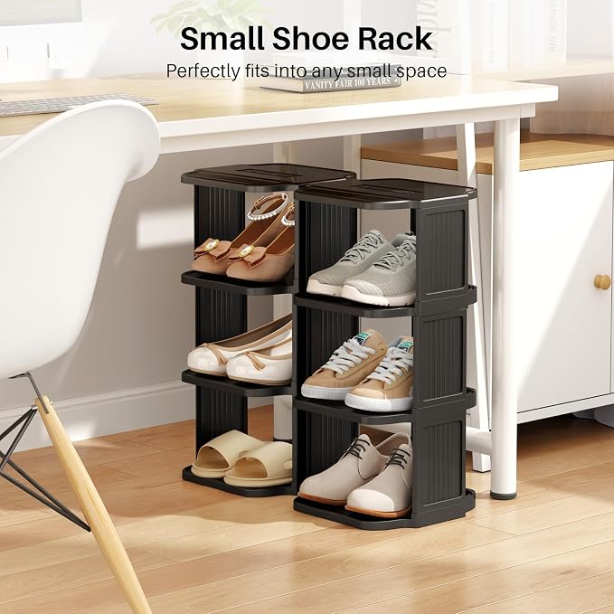 Kitstorack 10 Tiers Stackable Shoe Rack for Closet and Front Door Entrance - Free Standing Plastic Stand, Narrow Tall Vertical Organizer for Small Spaces Storage - Image 4