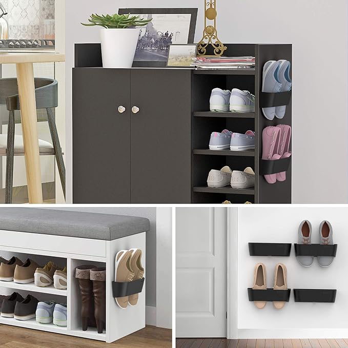 6Pack Wall Shoe Rack, Adhesive or Screw Mount for RV, Black - Image 2