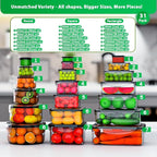 62 Pcs Large Food Storage Containers with Lids Airtight,Total 656OZ(31 Containers &31 Lids), Reusable BPA-Free Plastic Food Container for Kitchen Organization, Leakproof Meal-Prep Containers for Lunch - Image 2
