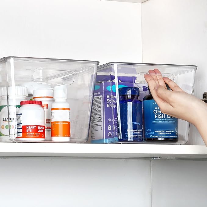 Vtopmart 12 Pack Clear Stackable Storage Bins with Lids and Handles, Large - Image 5