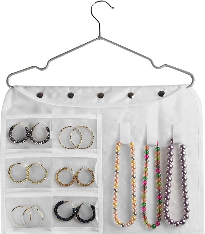 BB Brotrade Hanging Jewelry Organizer,Accessories Organizer,56 Pocket Organizer for Holding Jewelries (White-56 Pockets) - Image 2