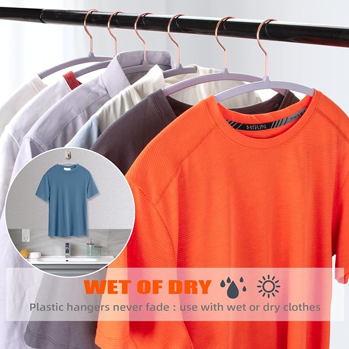 OIKA 50 Pack No-Bump Plastic Clothes Hangers, Gray, Non-Slip, Space-Saving - Image 5