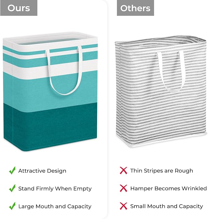 HomeHacks 2 Pack Large Laundry Baskets, Laundry Hampers Bags (Green 125Lx2) | Waterproof, Freestanding, Collapsible Clothes Hamper with Reinforced Handles in Laundry Room, Dorm, Bathroom, Bedroom - Image 3